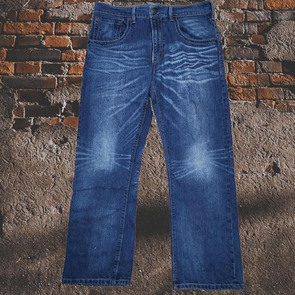 Rare Levi's 504 Jeans 36x32 Red Leather Patch Bandana - Main Image